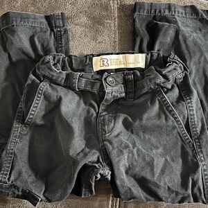 Raw Edge Denim Jeans Boys 6 Black Dark Wash Straight Leg Carpenter Regular Fit